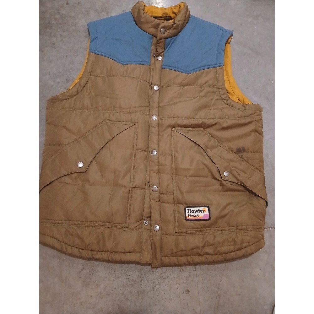 HOWLER BROS Mens Large Rounders Vest Blue Khaki